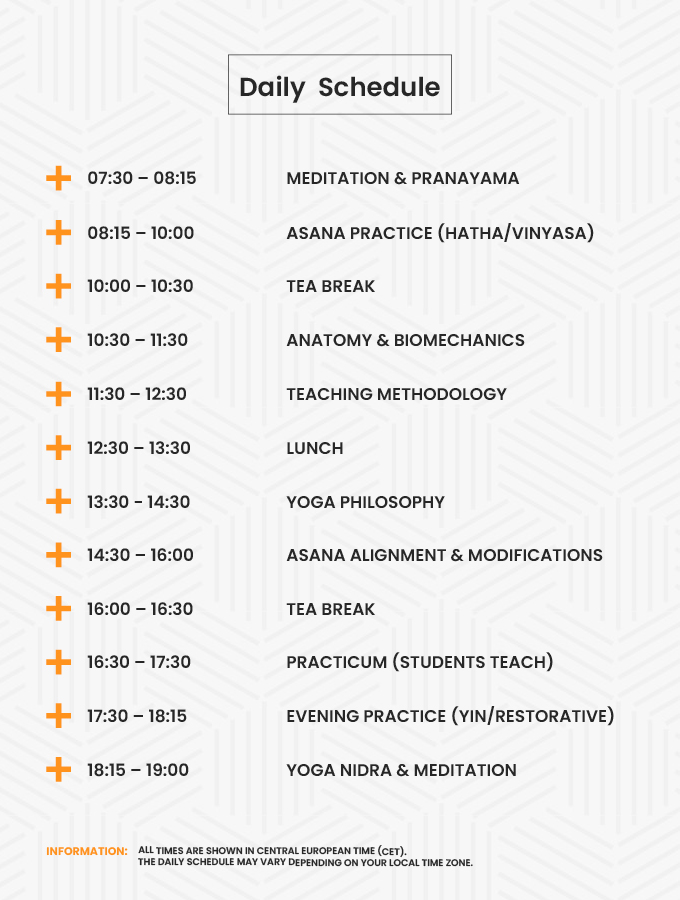 Zeitplan und Lernrhythmus der Live-Online-Yogalehrerausbildung